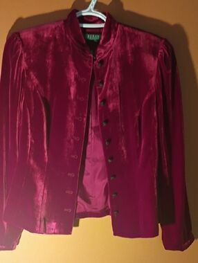 Ralph Lauren Velvet Blazer in Deep Burgundy
